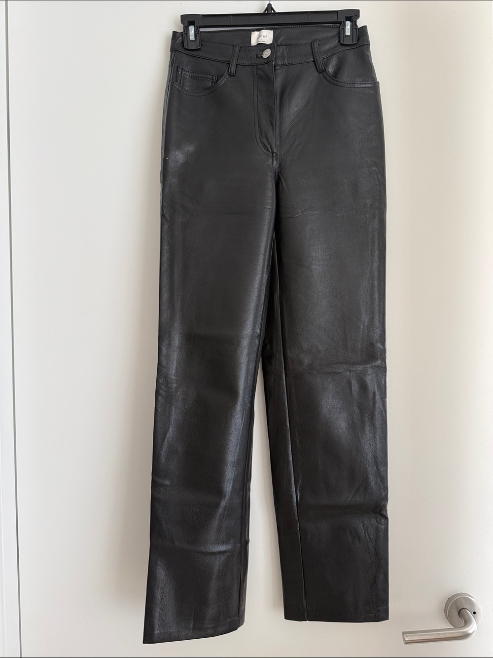 Wilfred Black Faux Leather Straight-Leg Pants